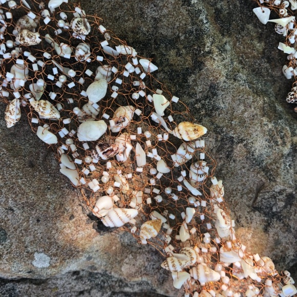 NWOT Copper Hand Woven Sea Shell Belt with Ties - Picture 10 of 16